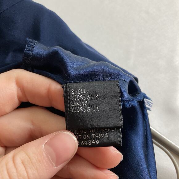 Carmen Marc Valvo Navy Blue Beaded Halter Silk Dress Size 4 Wedding Red Carpet - Picture 6 of 13